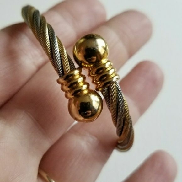 Relisted - Twist bracelet gold silver tone rope cuff - Picture 2 of 4